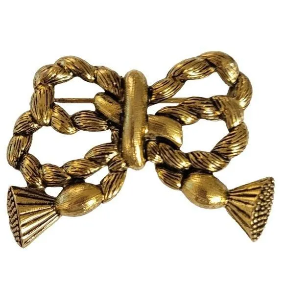 Product image for Carolee Gold-Tone Bow, Tassel Brooch Pin, Signed E96