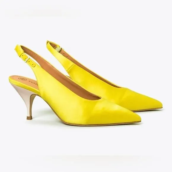 Product image for Tory Burch Yellow Satin Slingback Pump Size 7