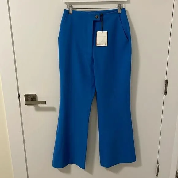Product image for Nanushka kyma electric blue cropped kick flare trousers