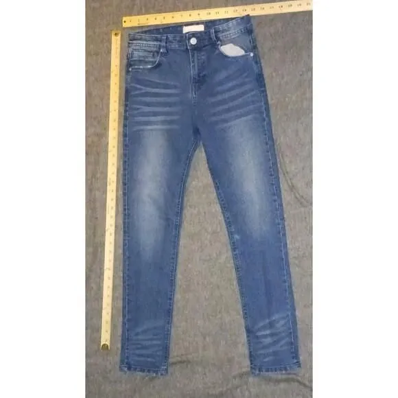 Product image for Boys Refinery Republic Jeans Size 16 Denim Medium Wash Whiskering Tapered GB4