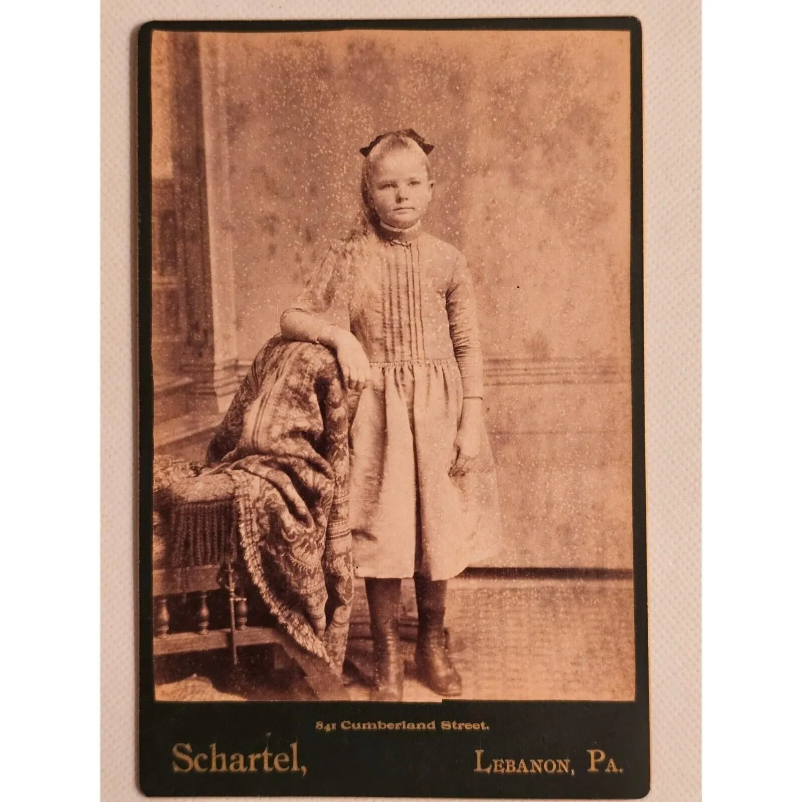 Product image for Antique Cabinet Card- Young Girl Schartel Lebanon, PA