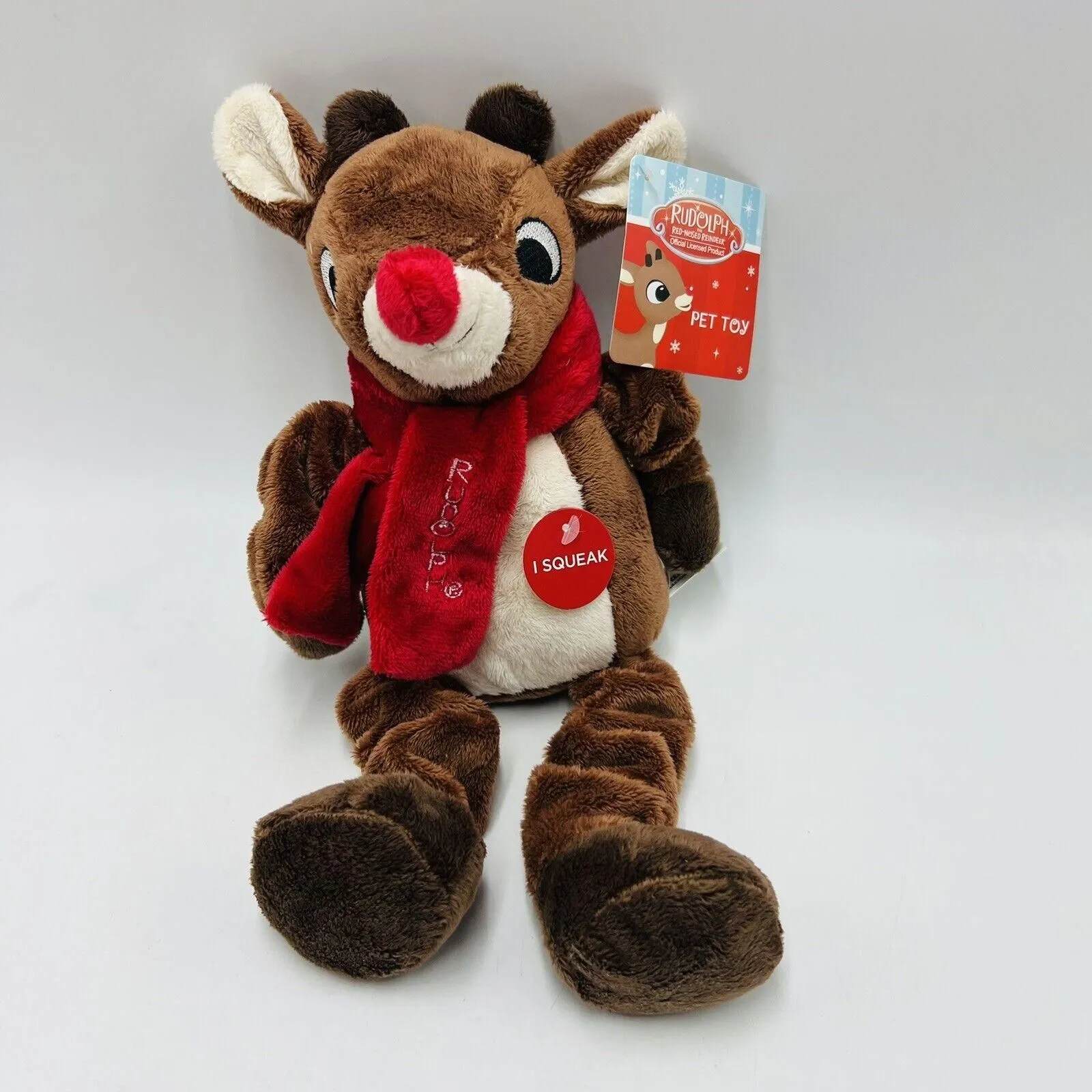 Product image for Rudolph the Red Nosed Reindeer Plush Stuffed Dog Toy Squeaks 10" NWT