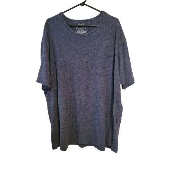 Product image for Lucky Brand Men's Blue Linen Blend Pocket Tee T-Shirt Size 3X