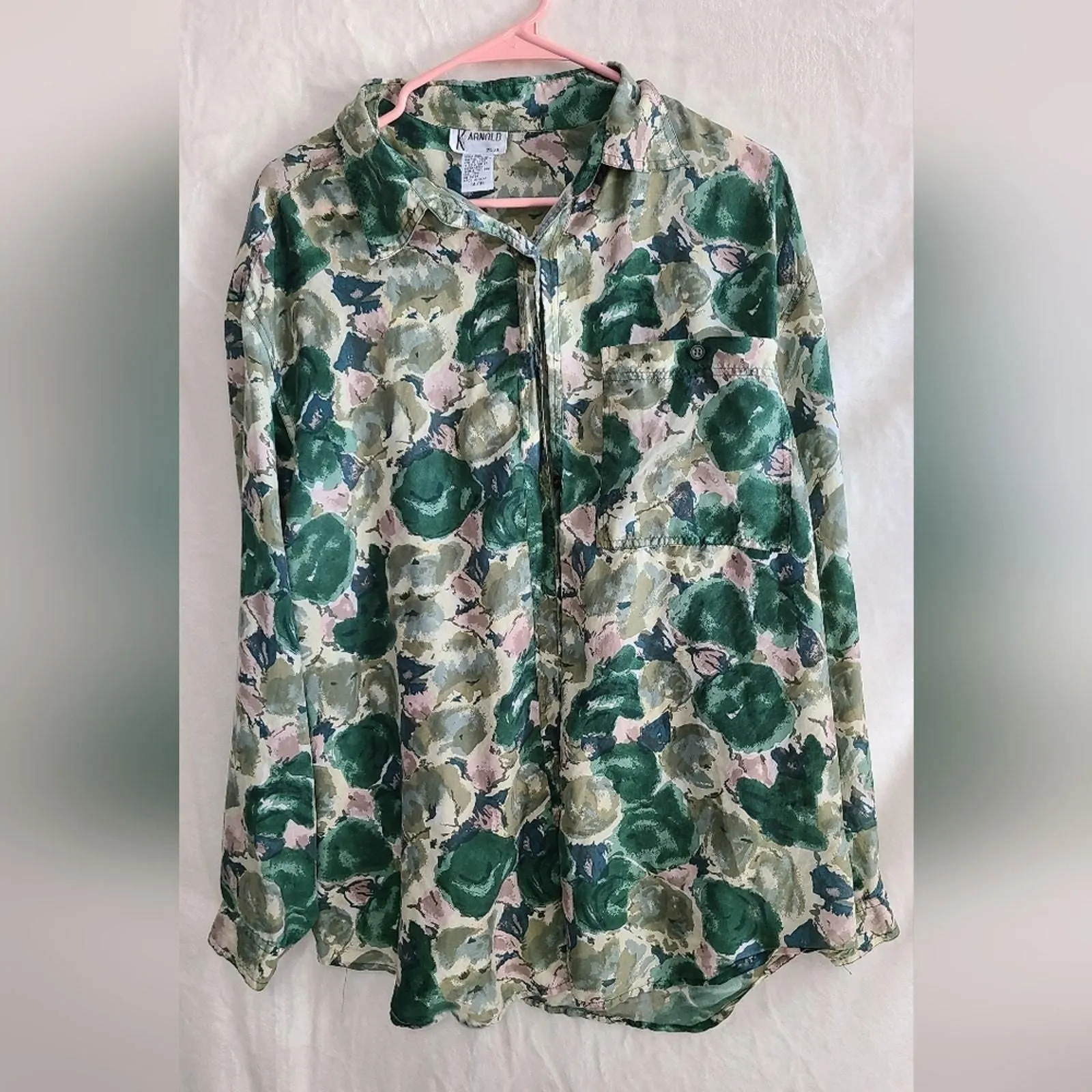 Product image for Vintage K Arnold Women's 100% Silk Blouse Size 14-16