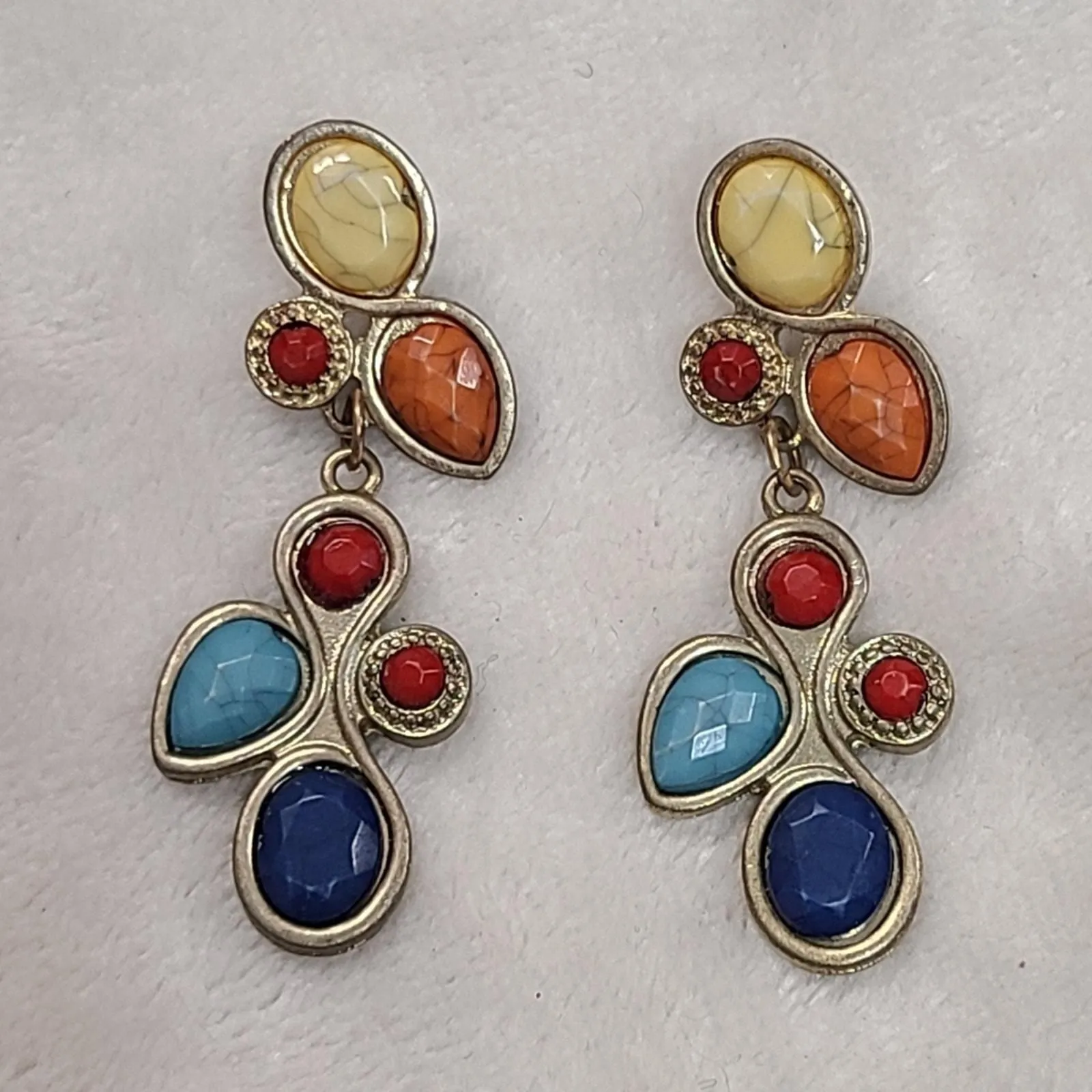 Product image for Silver Tone Multicolor Stone Drop Earrings