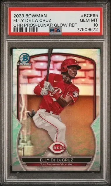 Product image for BCP65 ELLY DE LA CRUZ | 2023 BOWMAN CHROME PROSPECTS LUNAR GLOW REFRACTOR