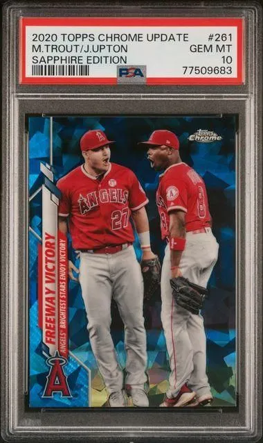 Product image for #261 JUSTIN UPTON/MIKE TROUT | 2020 TOPPS CHROME UPDATE SAPPHIRE EDITION