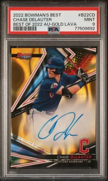 Product image for B22CD CHASE DELAUTER | 2022 BOWMAN'S BEST BEST OF 2022 AUTOGRAPHS GOLD LAVA REFRACTOR #56/75