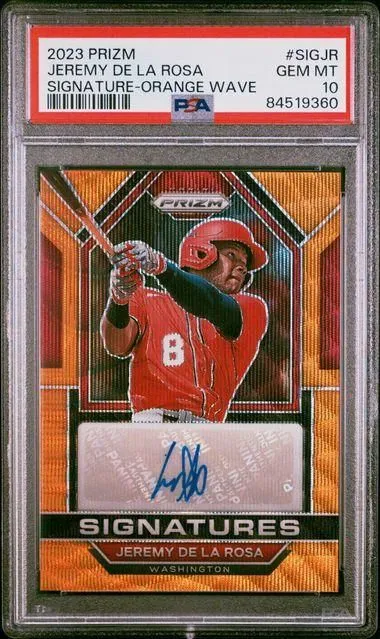 Product image for SIGJR JEREMY DE LA ROSA | 2023 PANINI PRIZM SIGNATURES ORANGE WAVE Pop 1