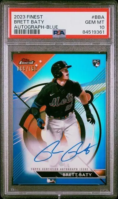 Product image for BBA BRETT BATY | 2023 TOPPS FINEST FINEST AUTOGRAPHS BLUE #66/150 POP 9 Low
