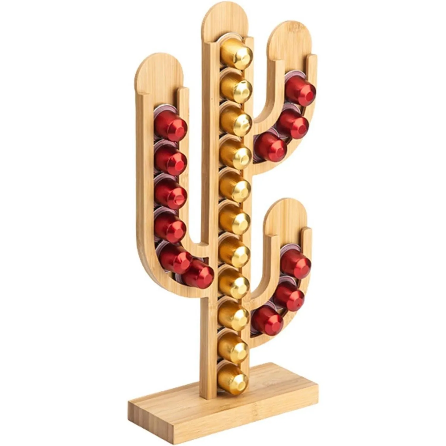 Product image for Coffee Capsule Storage Holder Wood Cactus Shaped