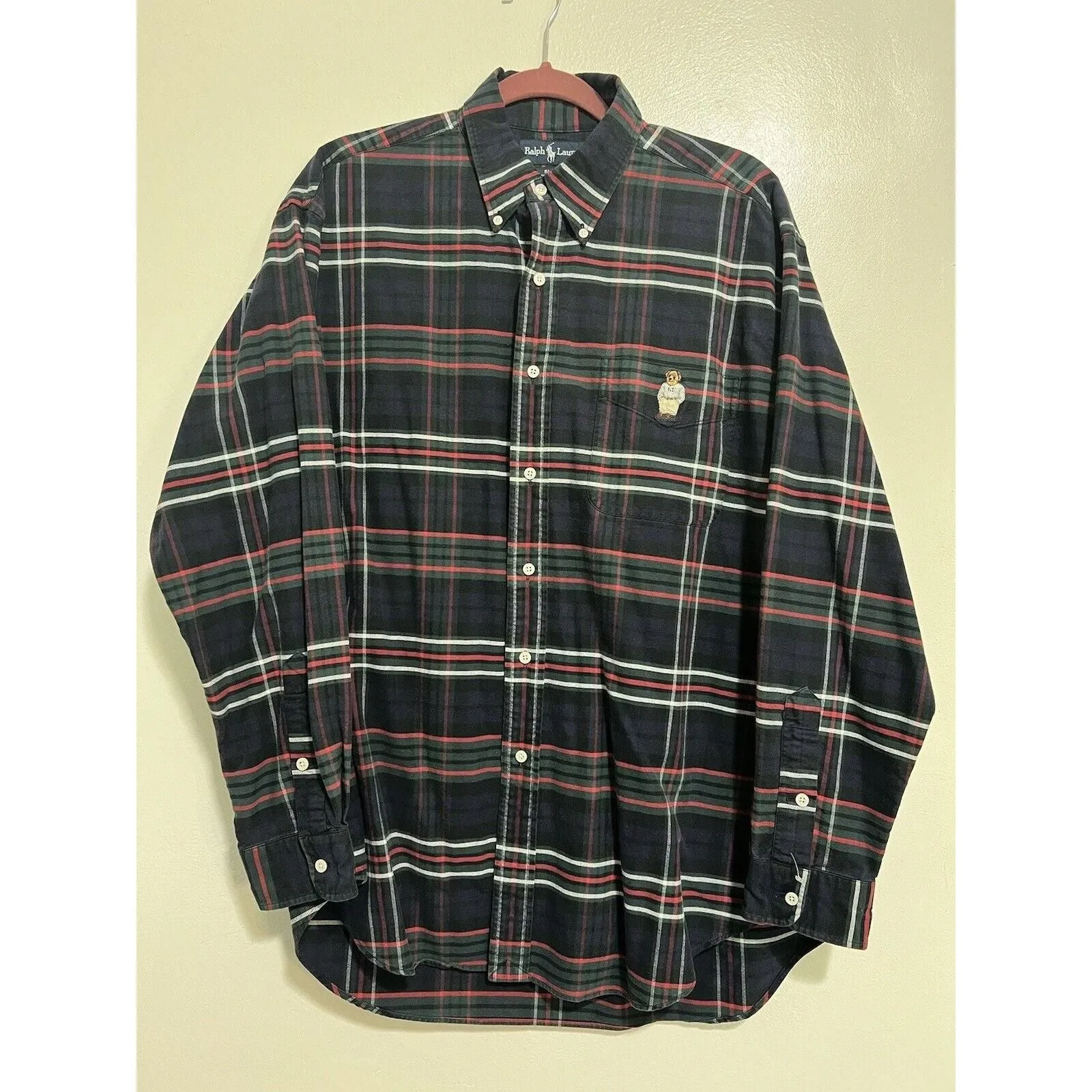 Product image for Polo Ralph Lauren Shirt Men Size Large Blake RL Polo Bear Plaid Button Flannel