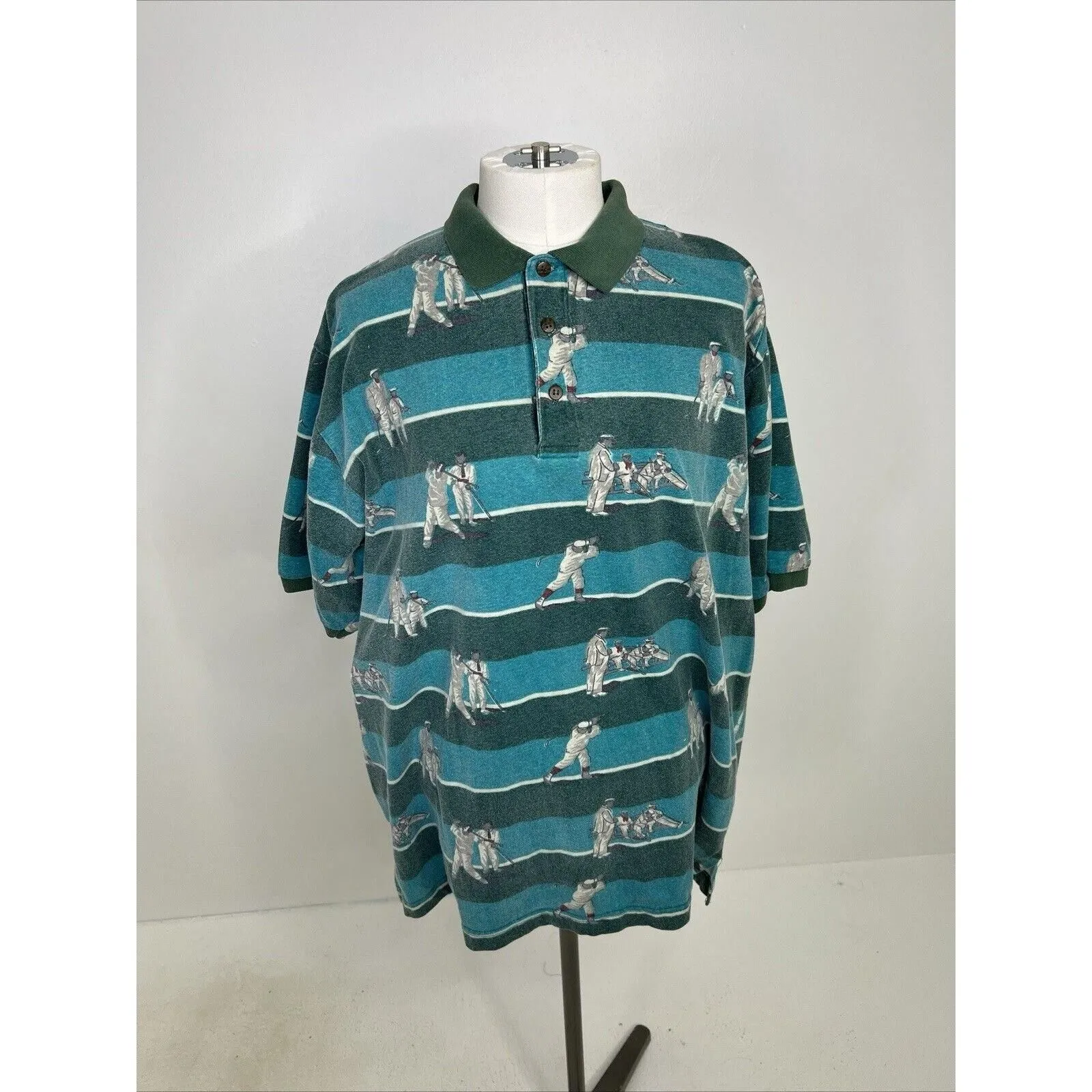 Product image for Vintage Mareh Men's Green Golf Polo Shirt Size Medium