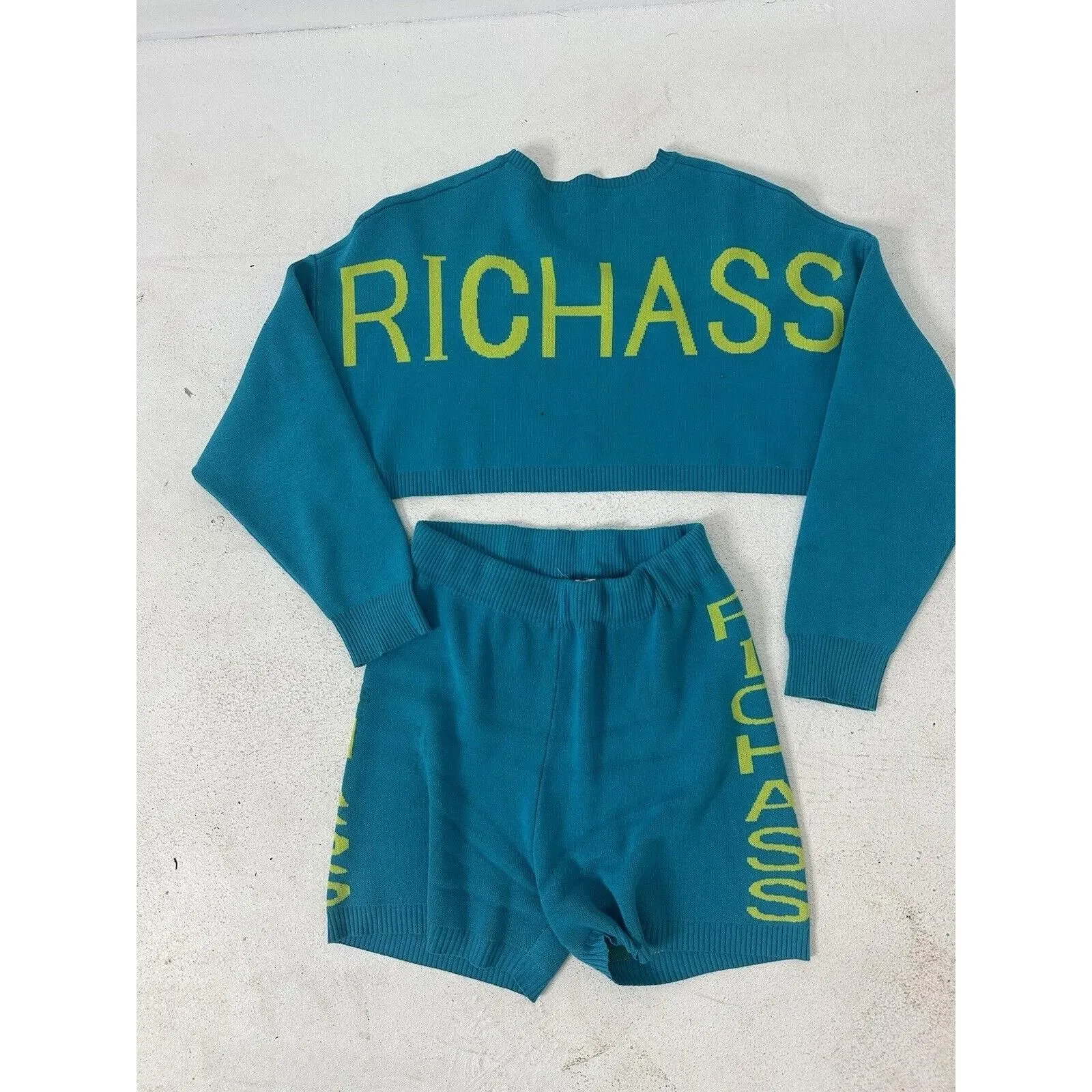 Product image for N1 Las Angeles “Richass” 2 Piece Blue Long Sleeve With Shorts Size Medium