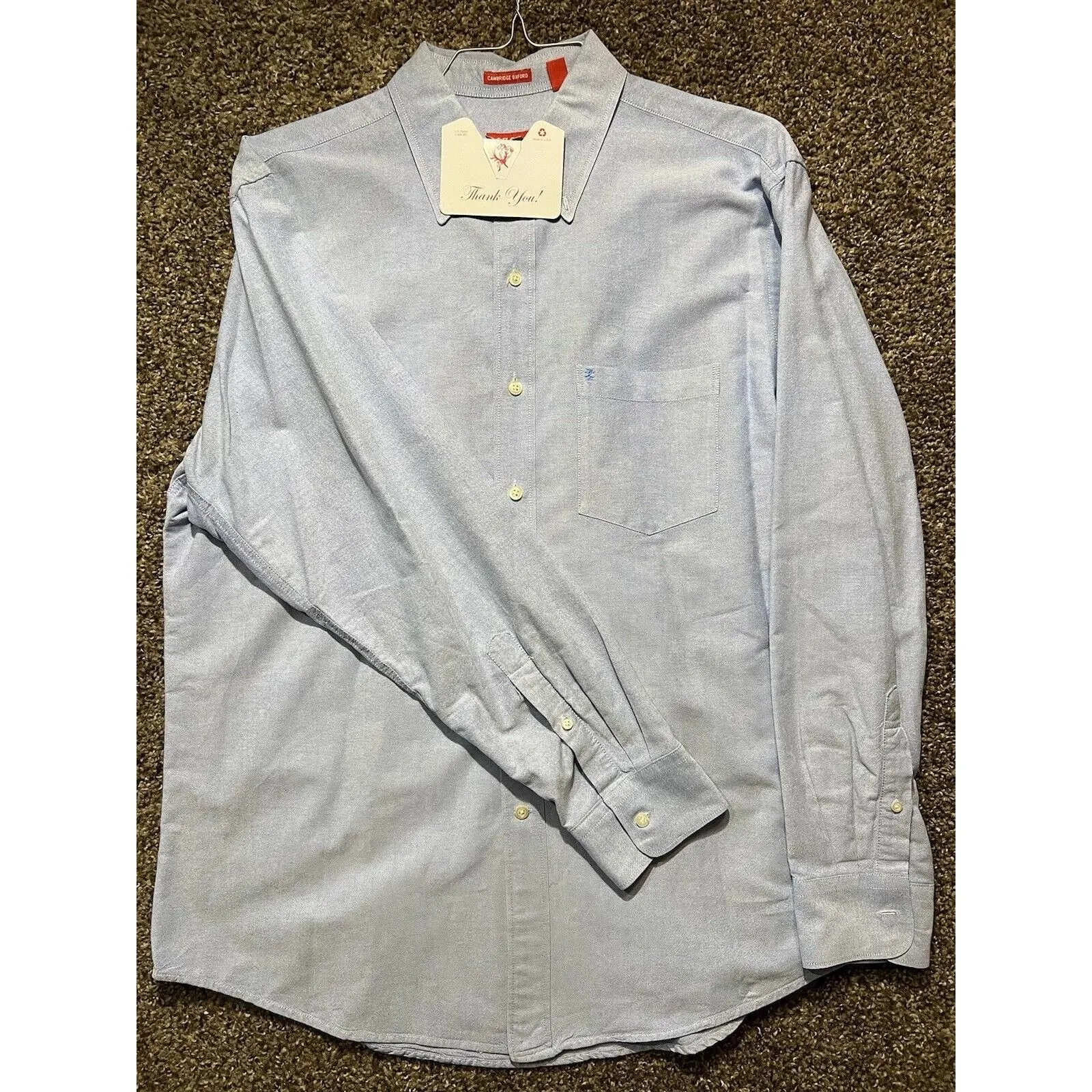 Product image for Izod Blue Cambridge Oxford Mens dress Shirt Size Large