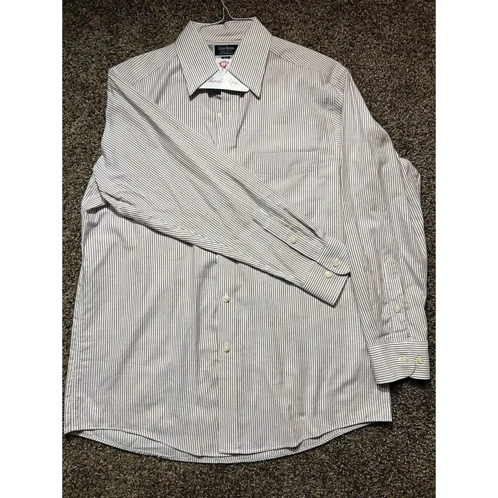 Product image for Two Club Room Red And Blue Striped Dress Shirt Mens Size 15 1/2, 32-33