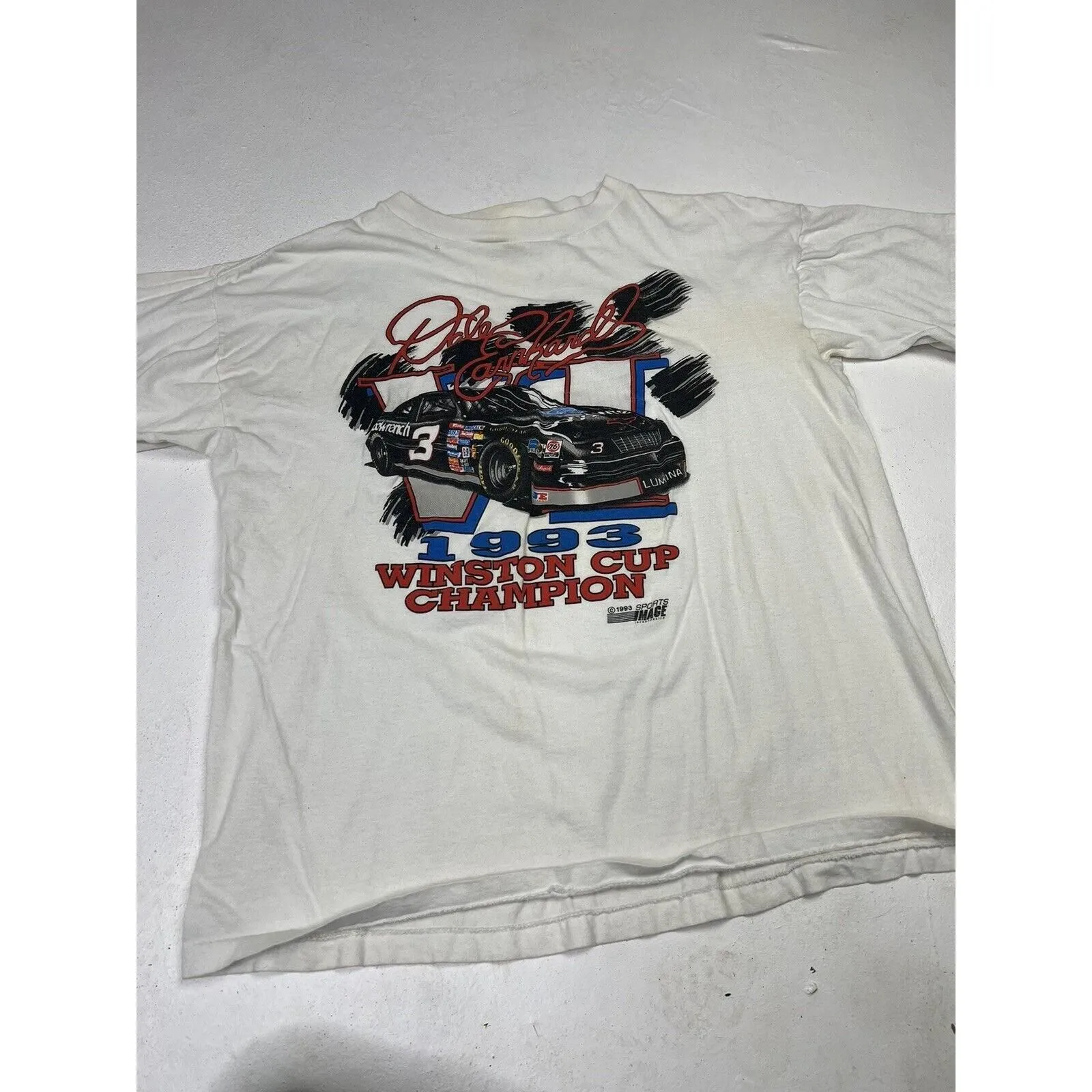 Product image for Vintage SIGNED Single Stitch 1993 Winston Cup Champion Dale Earnhardt Tshirt XL