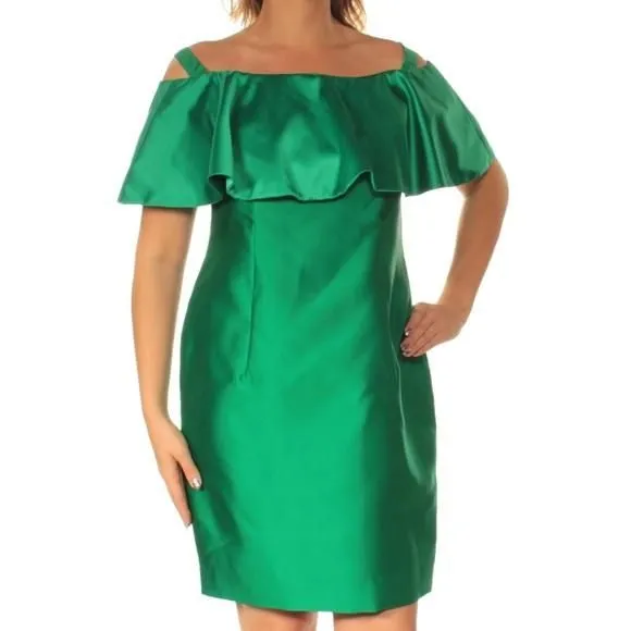 Product image for Adrianna Papell | Green Cold Shoulder Mini Dress