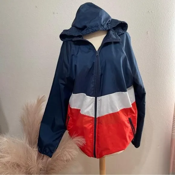 Product image for Russell | Navy Blue and Orange Color Block Windbreaker