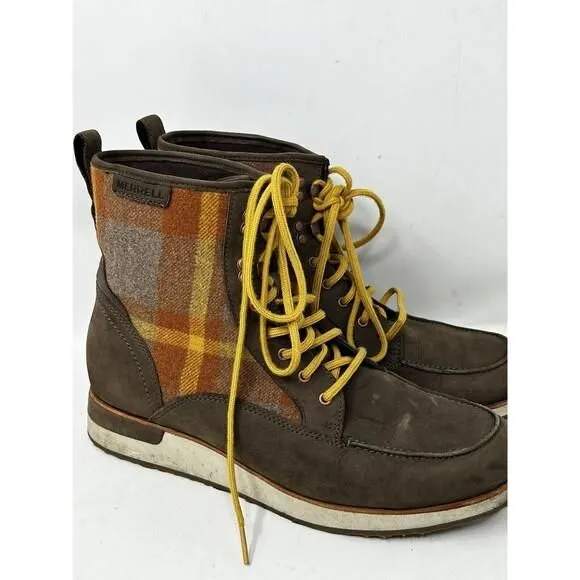 Product image for Merrell Roam Mid Plaid Wool Boots J62406 Womens Size 10.5 US 8 UK Ankle Lacers
