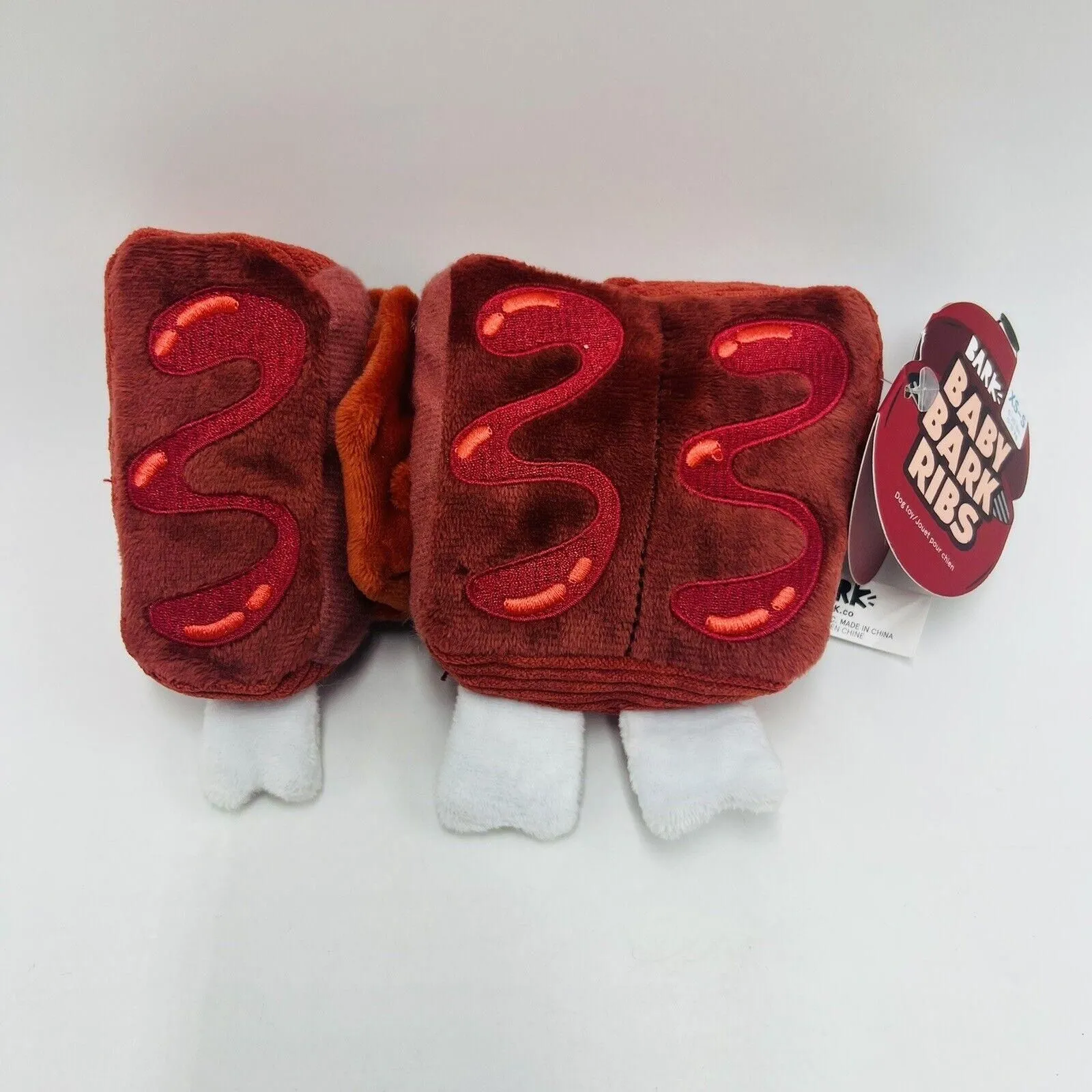 Product image for Bark Box XS-S Baby Bark Ribs Plush Dog Toy Crinkle Bungee Squeaker New