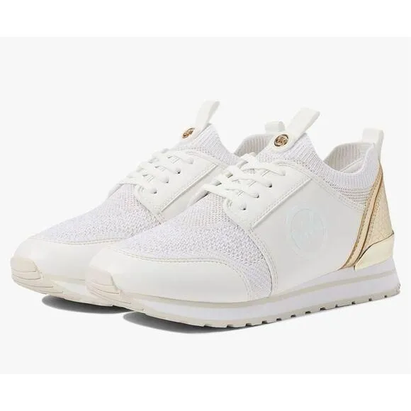 Product image for Michael Kors Dash Knit Trainer NIB Tennis Shoe Sneaker Gold White Size 8.5
