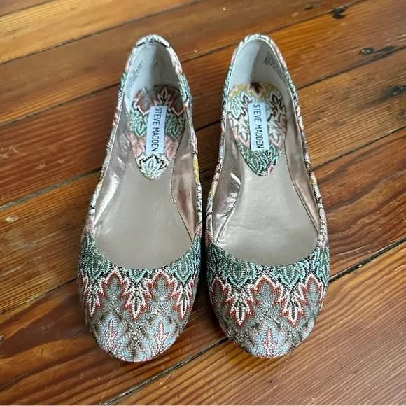 Product image for Steve Madden printed Heaven flats in Beige 6.5