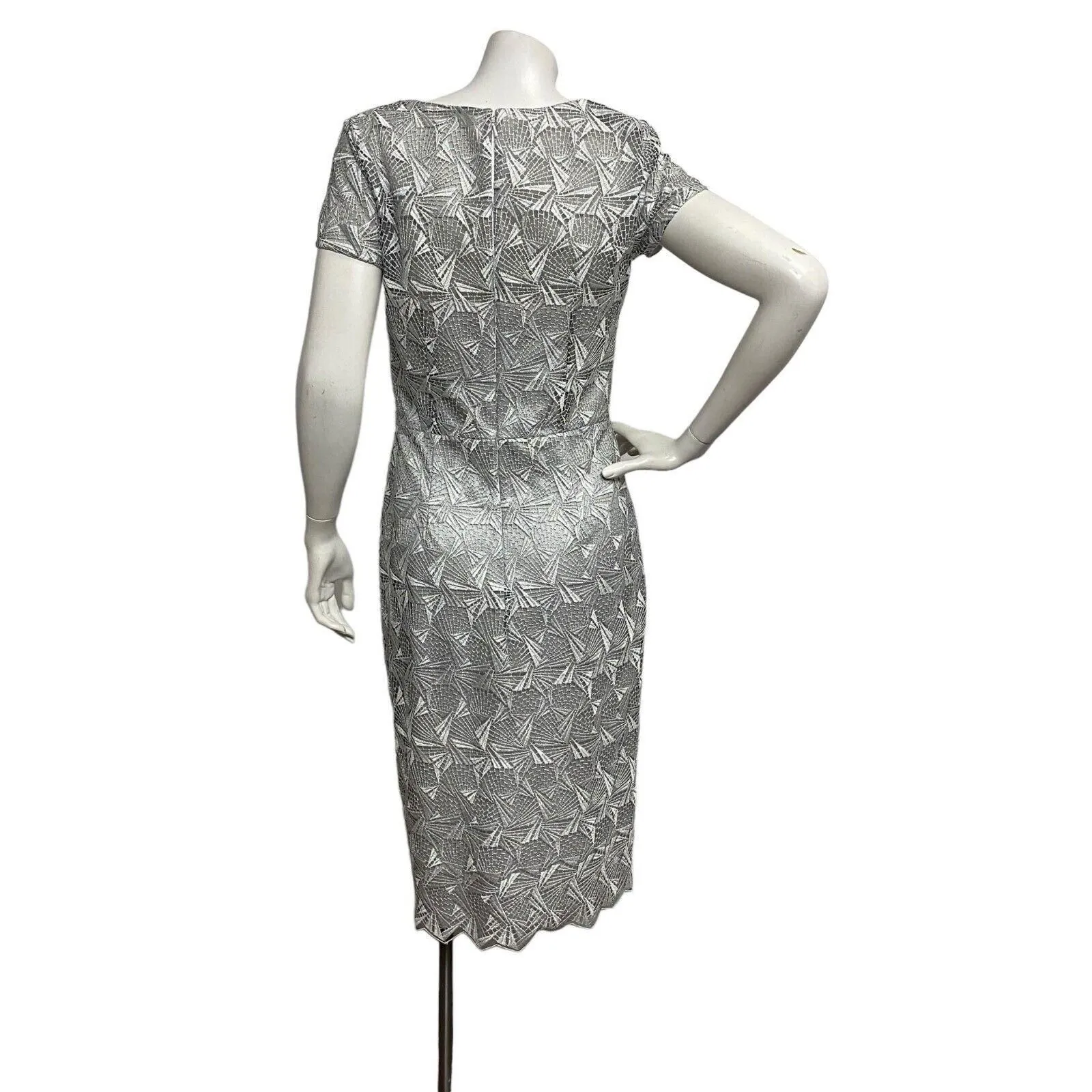 knee length dresses for ladies Vintage 1960s Space Age Dress Silver Lace Over Maroon Sz M main image 0