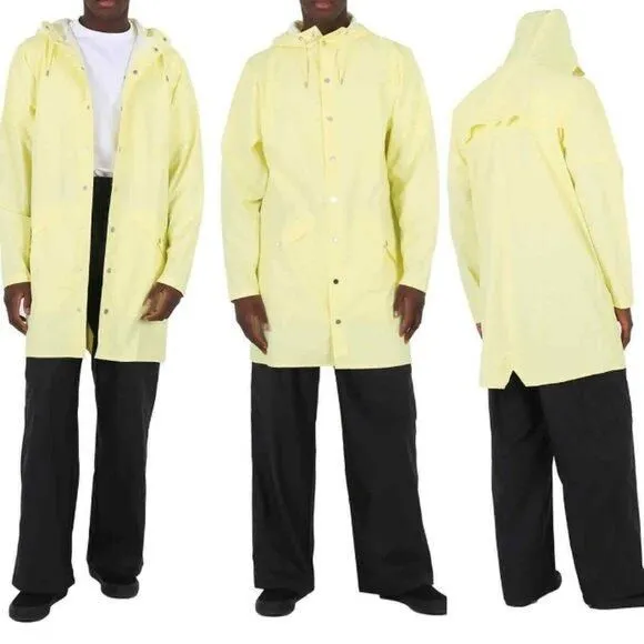 Product image for NWT Rains Lightweight Waterproof Longer Hooded Raincoat Straw Men's Size Large