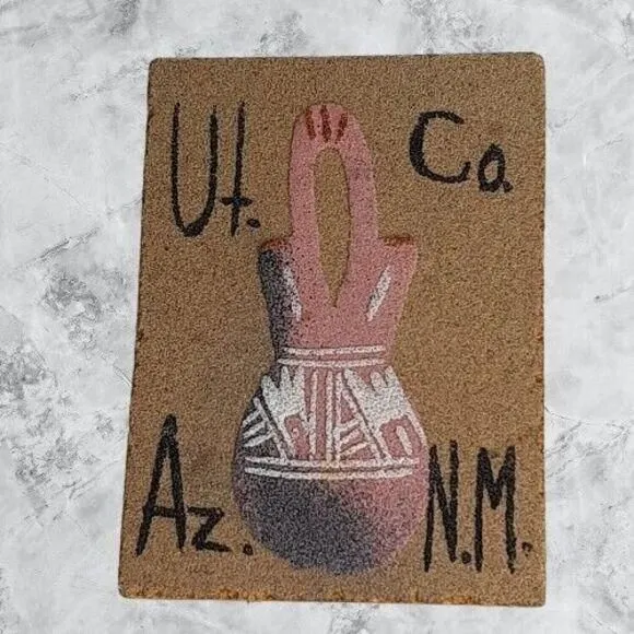Product image for Vtg 4 Corners Sand Art Refrigerator Magnet Navajo Native American Pottery Design