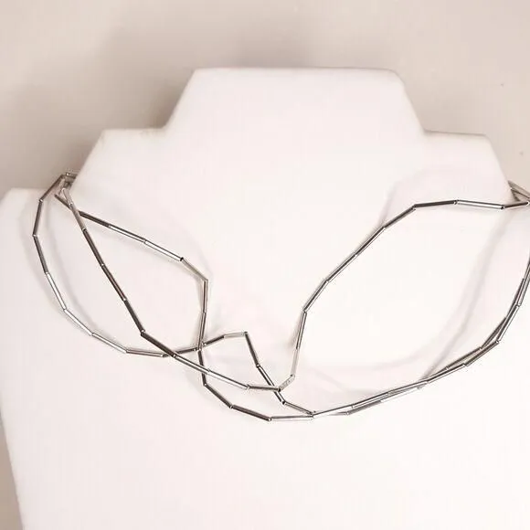 Product image for Pierre Cardin Silver-Tone Tube Bead Triple Strand Necklace Choker 16"