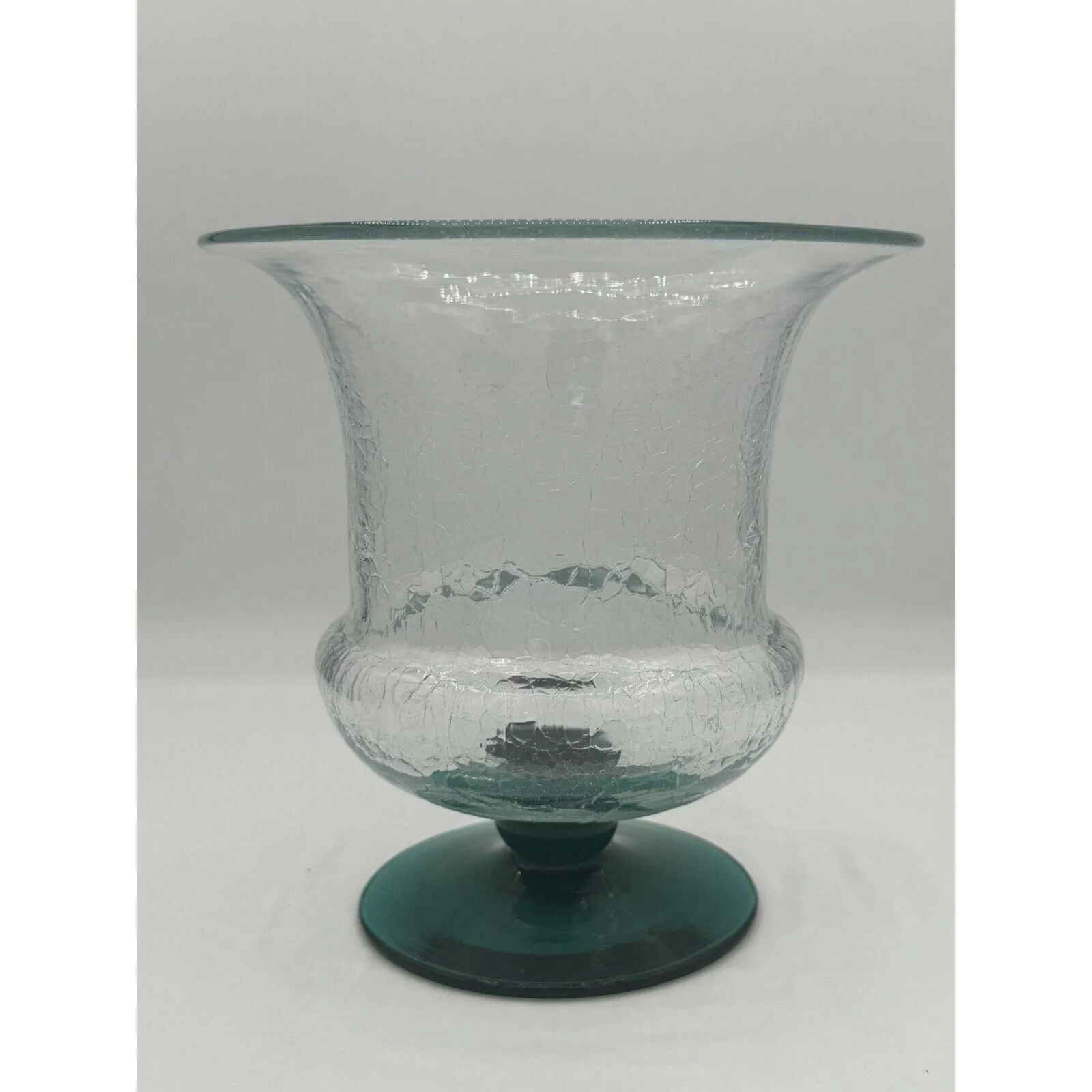 Product image for Blenko Crackle Vase 428 S 1940's Sea Green Bell Vase Rare Early Color
