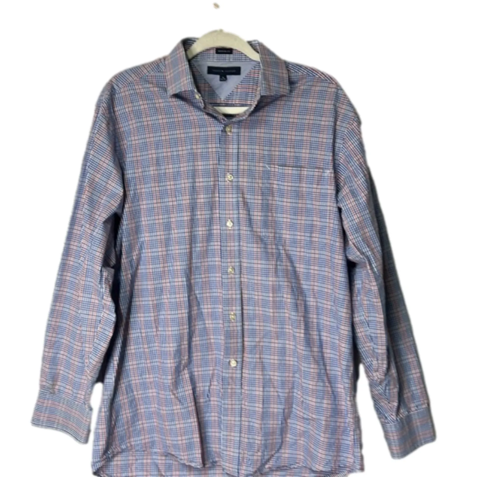 Product image for Men’s Tommy Hilfiger dress shirt red white clue size 16 34/35 regular fit