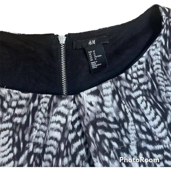 H&M black and white feather printed shift dress size 14  Whatnot: Shop,  Sell, Connect
