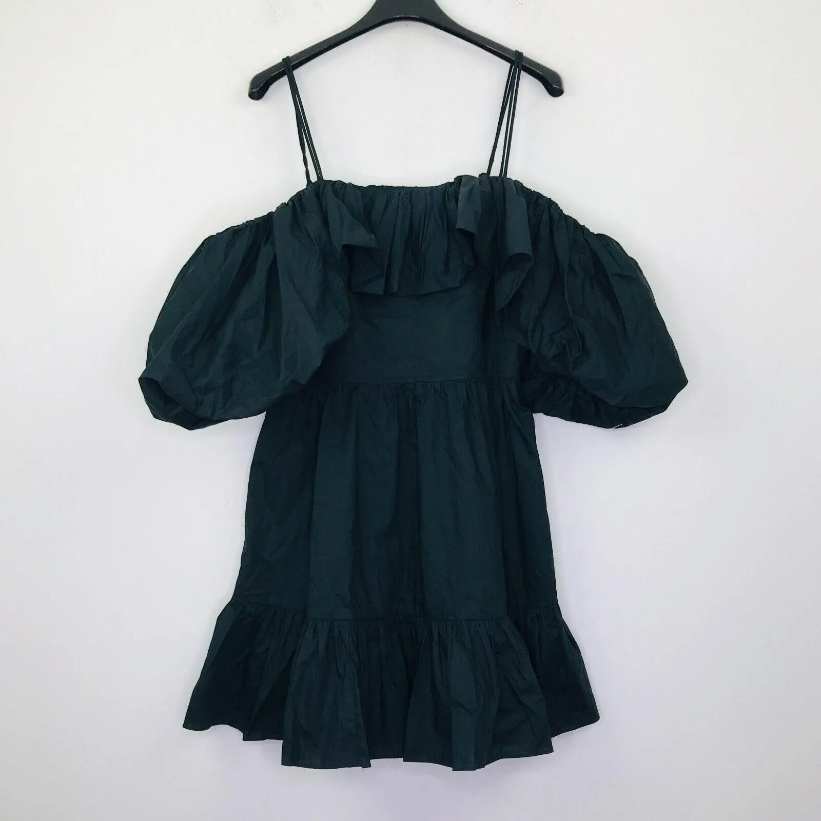 Product image for Ulla Johnson Women's 10 Dress Black Lila Cold Shoulder Cotton Poplin NWT CX13