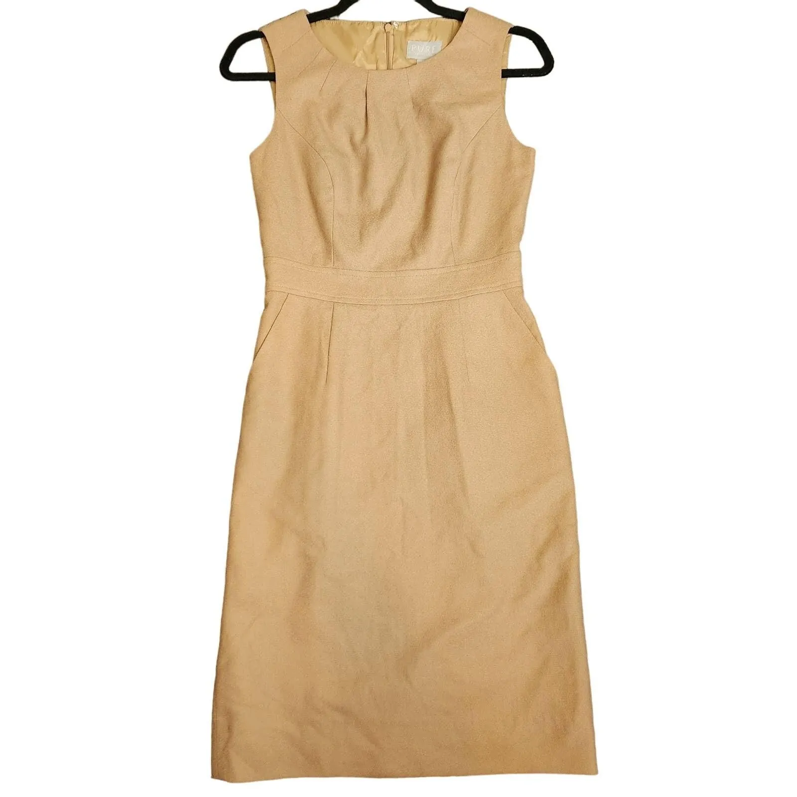 Product image for Pure collection Womens 2 Dress 100% wool cream/tan pencil workwear norm core