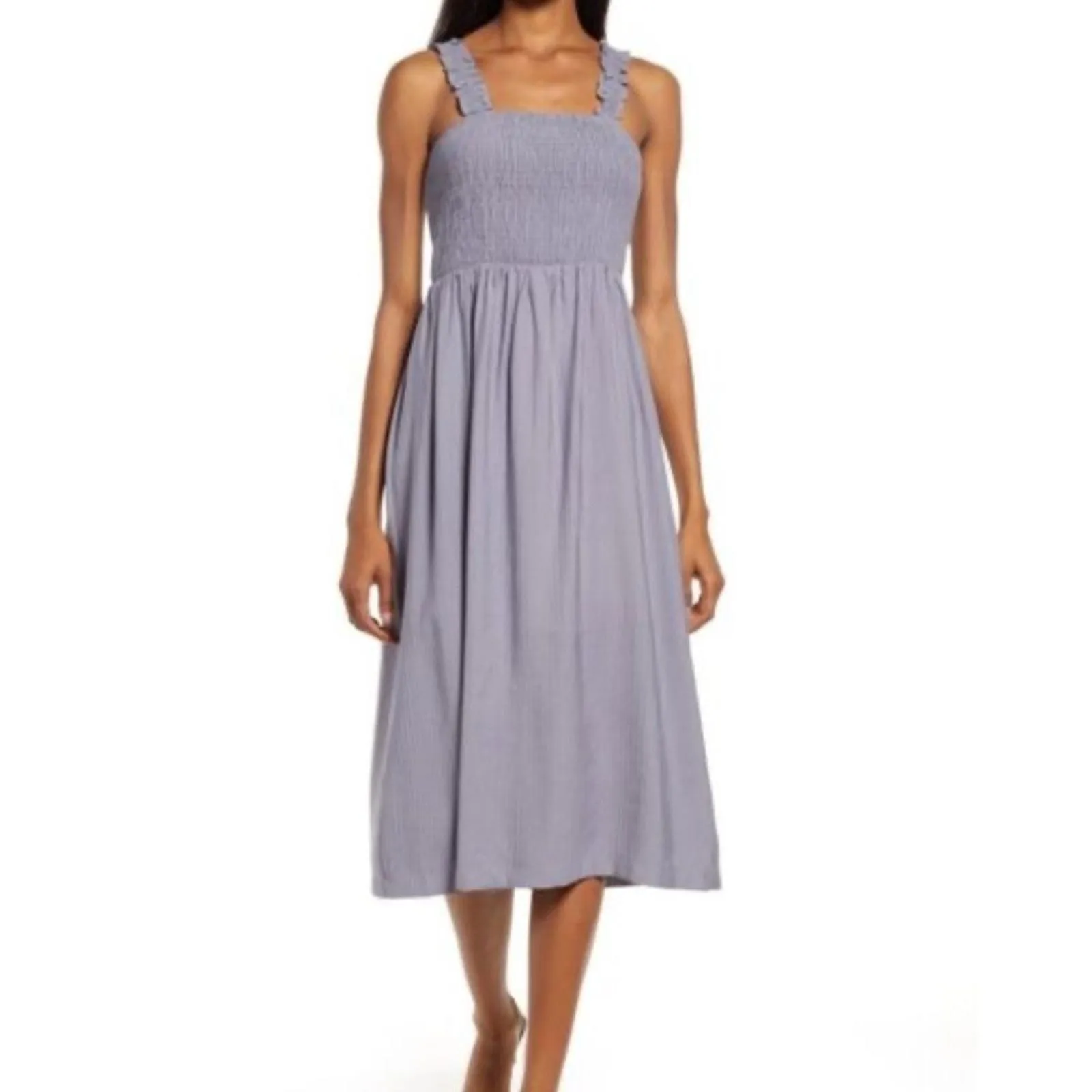 Product image for NWT NSR Julia Dusty Purple Smocked Sleeveless Woven Midi Dress - size XS