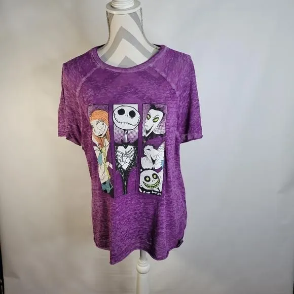 Product image for Womans Tim Burtons Nightmare Before Christmas Purple Burnout T Size L(12-14)