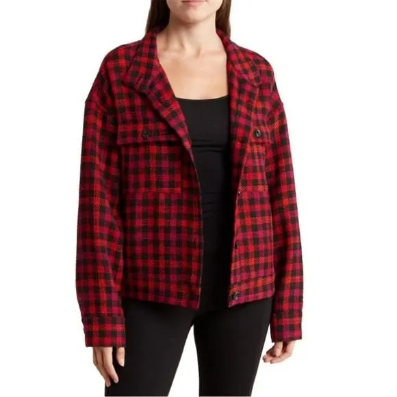 Product image for Sanctuary Womens size XS Ashley Bouclé Knit Buffalo Plaid Jacket NEW