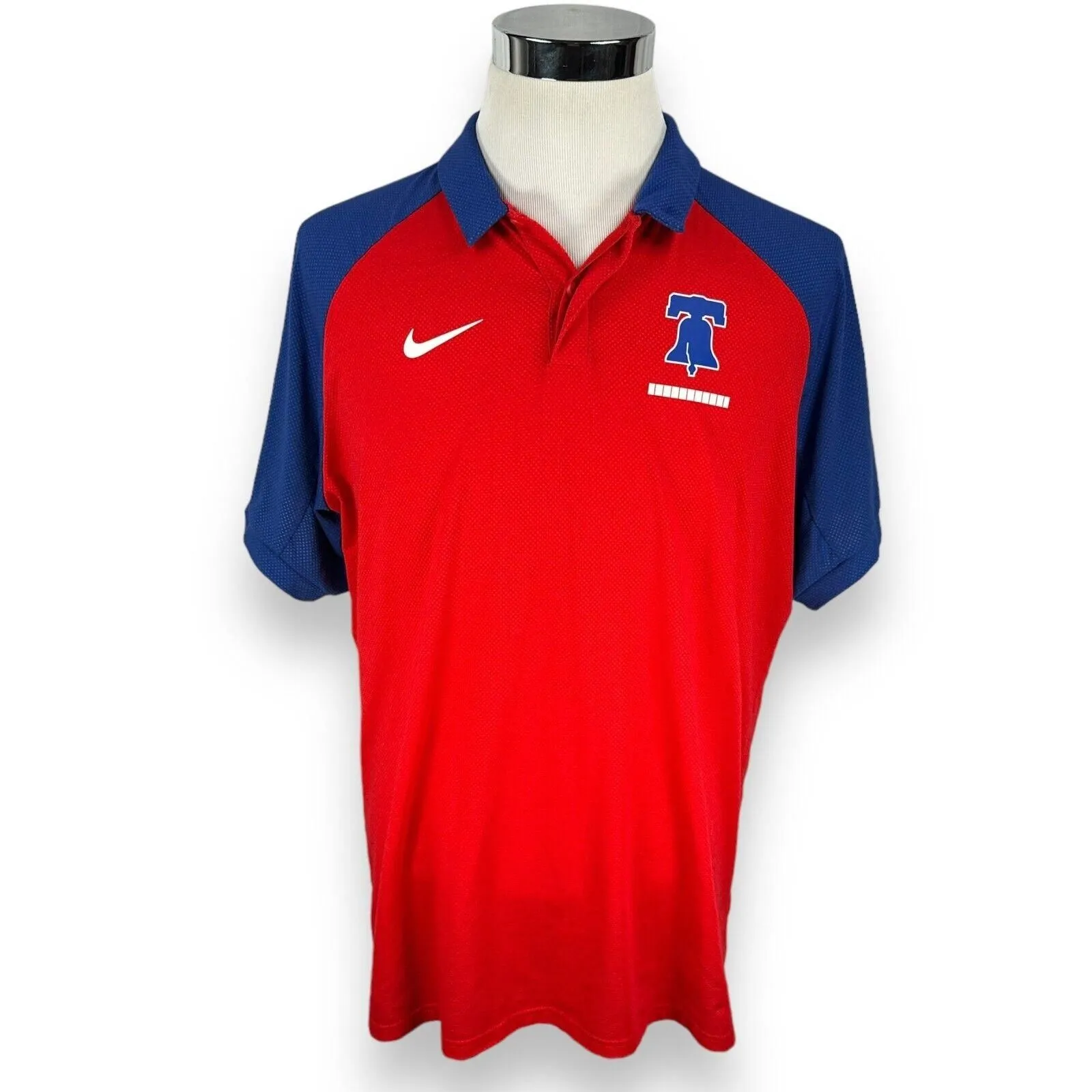 Product image for Nike Philadelphia Phillies Polo Shirt Mens Large Red Blue Polyester Liberty Bell