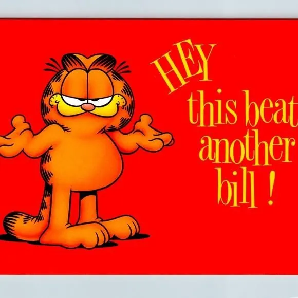 Product image for Vintage 1978 4x6 Postcard Garfield Hey This Beats Another Bill Jim Davis Unused