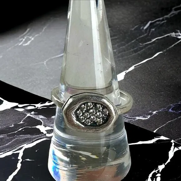 Product image for Silpada Thai 925 Light Dancer Sterling 12 CZs Cocktail Ring Size 9.25 Brutalist