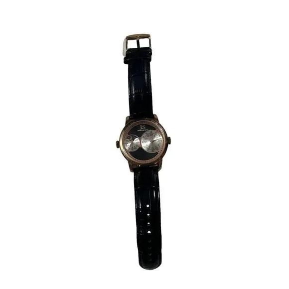 Product image for Joshua & Sons Men JS87 RG 2 Movement Sets Black Alligator Embossed Leather Band*