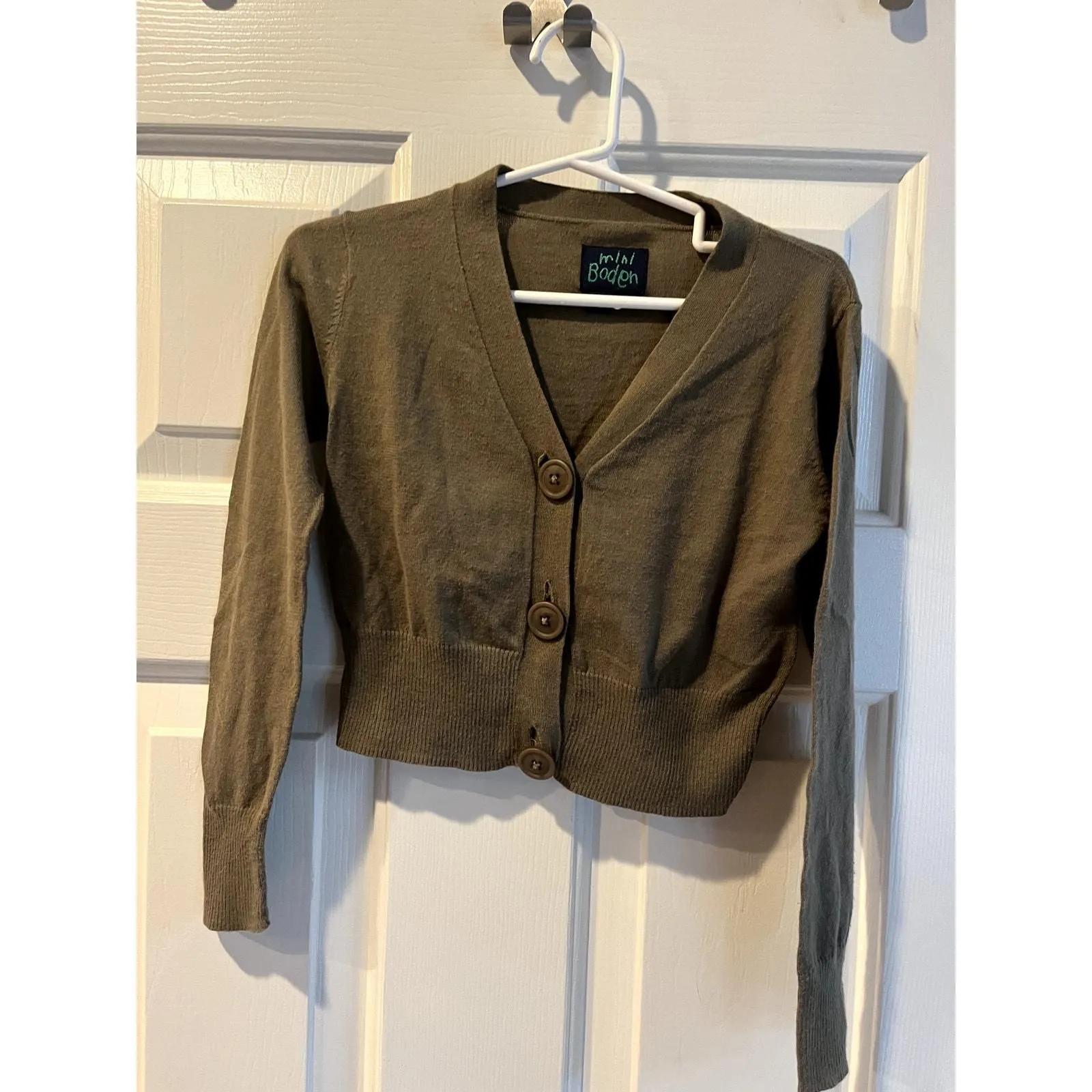 Product image for mini boden cardigan 5-6y olive 