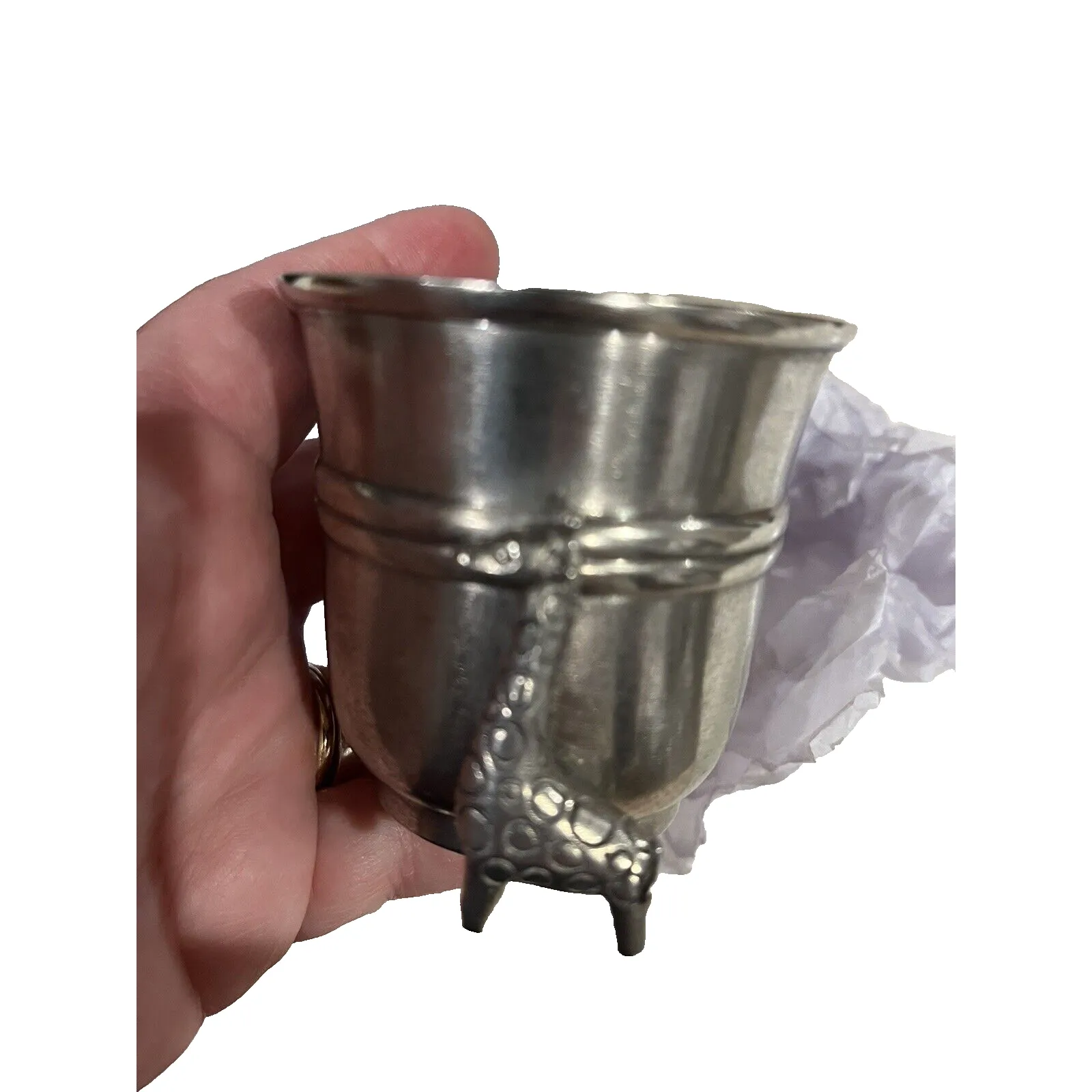 Product image for Pottery Barn Kids Pewter Cup Nursery Keepsake baby gift giraffe 4x4