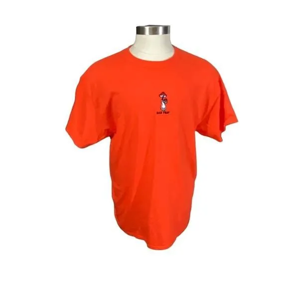 Product image for Orange Embroidered Skull Magic Mushroom Short Sleeve Tee T-Shirt Size XL NWT