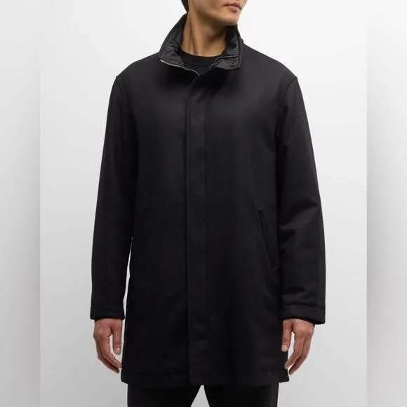 Product image for EMPORIO ARMANI Reversible Chevron Caban Coat w/ Stowaway Hood (NWT) Size: 50/XXL