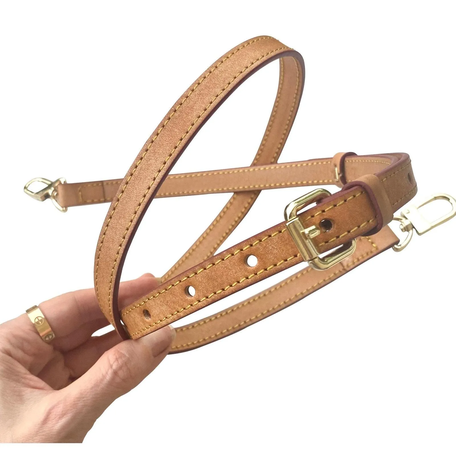 Product image for 98. Sexy Little Vintage Vachetta Leather Adjustable Crossbody - Honey Tanning Handmade Patina -