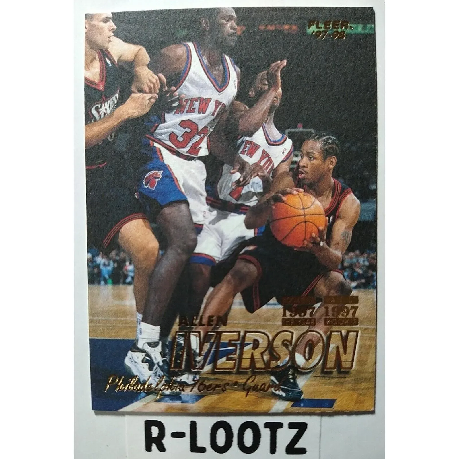 Product image for Allen Iverson 1997-98 Fleer #300 Philadelphia 76ers Second-Year Card ROY