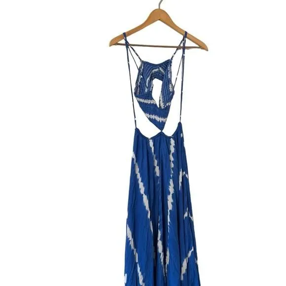 Indah Blue Innocence Palazzo Smocked Cut Out Tie Dye Maxi Dress   Whatnot: Shop, Sell, Connect